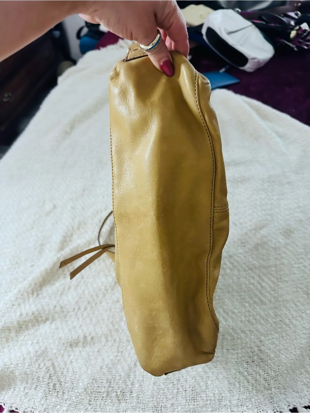 Authentic Fossil tan leather hobo shoulder bag